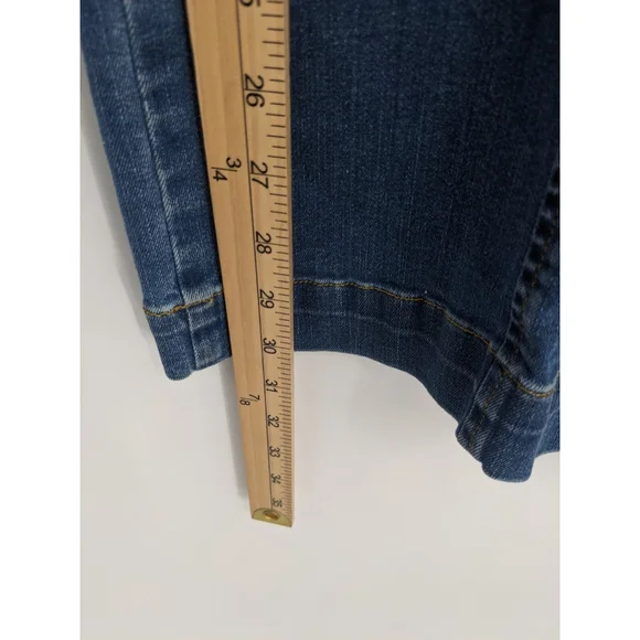 Spanx Jeans Womens Medium Blue Seamed Front Wide Leg Denim Stretch Pants Comfort - Picture 12 of 12